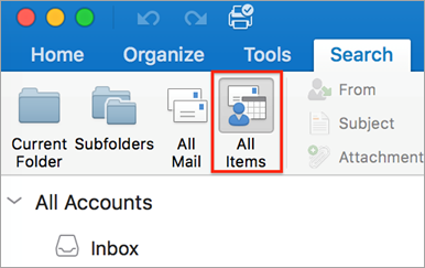 outlook for mac search foders